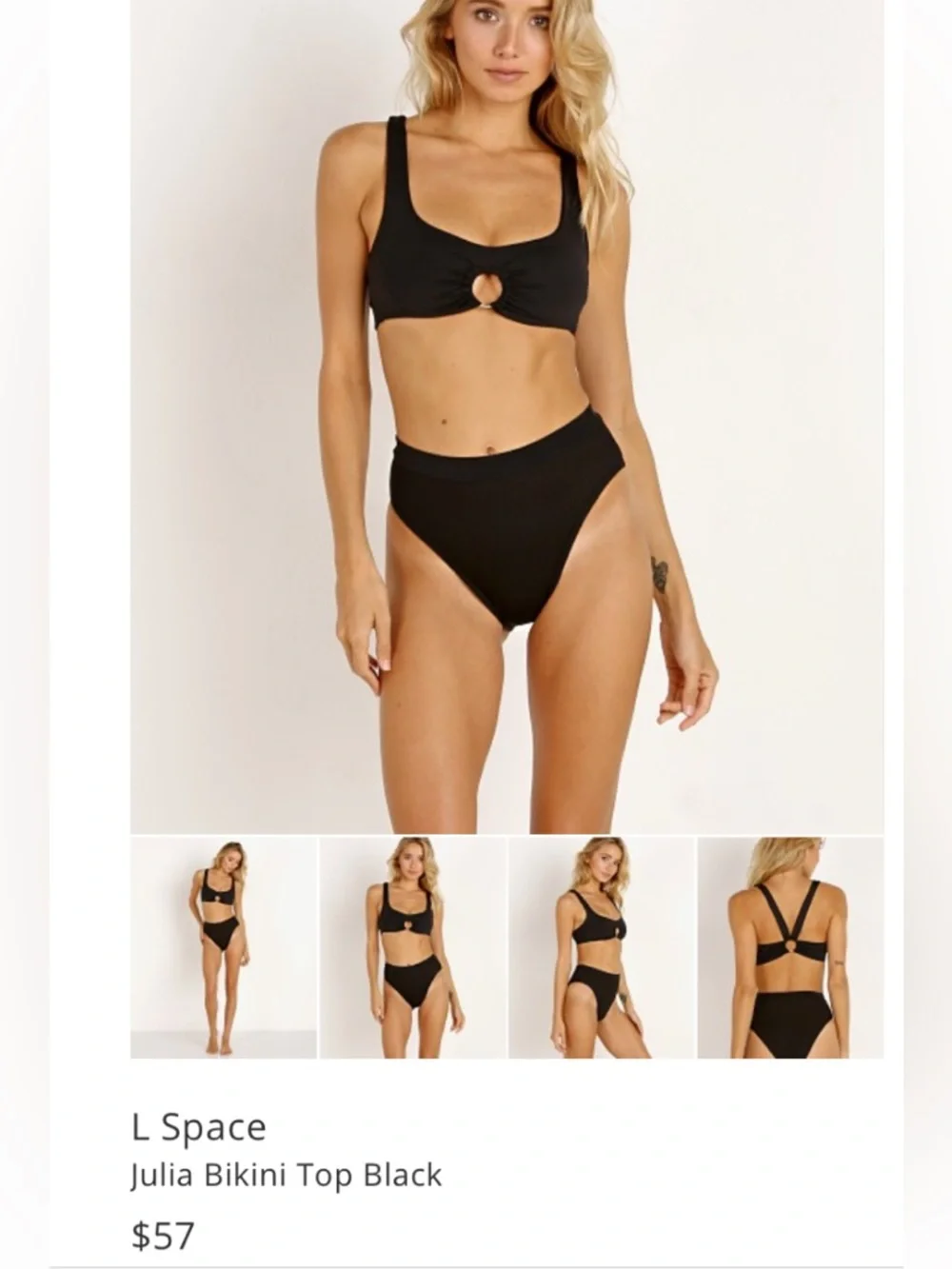 L*Space Julia Black Cutout Ring Bikini Top - size M - Picture 2 of 10